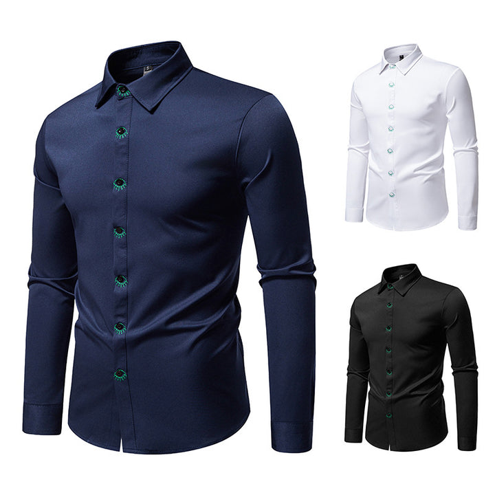 Men's elegant shirt with unique eye embroidery details Lisslune
