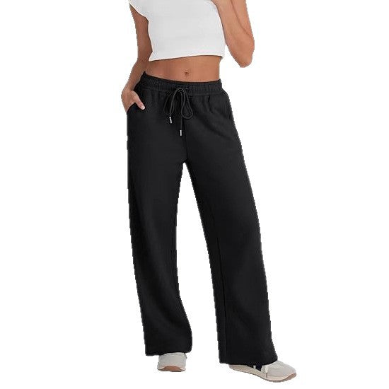 Women's loose leisure pants with elastic waistband and functional side pockets Lisslune
