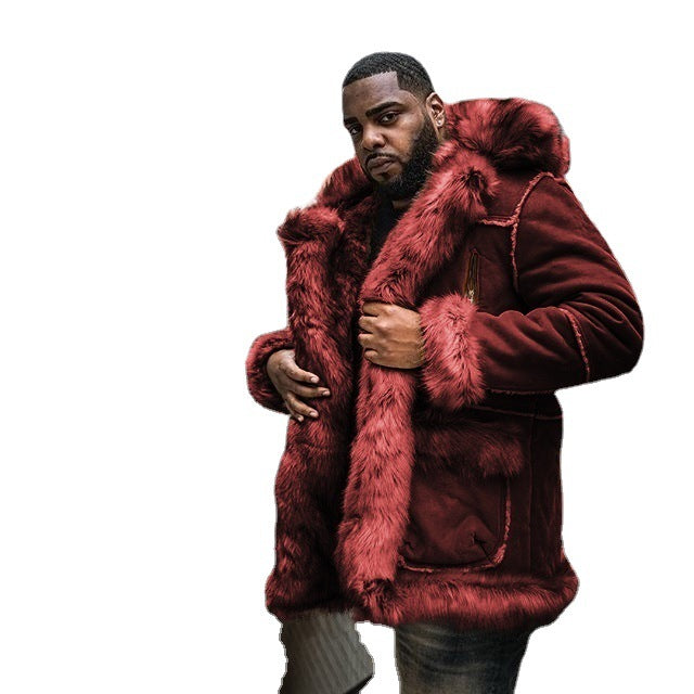 Men's lambskin jacket with luxurious synthetic fur collar and sturdy seams Lisslune