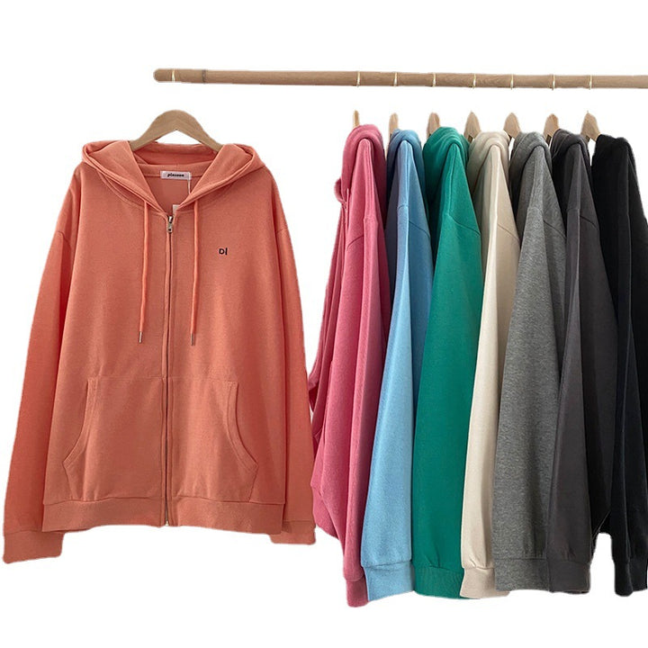 Women casual hoodie with full zip and practical side pockets Lisslune
