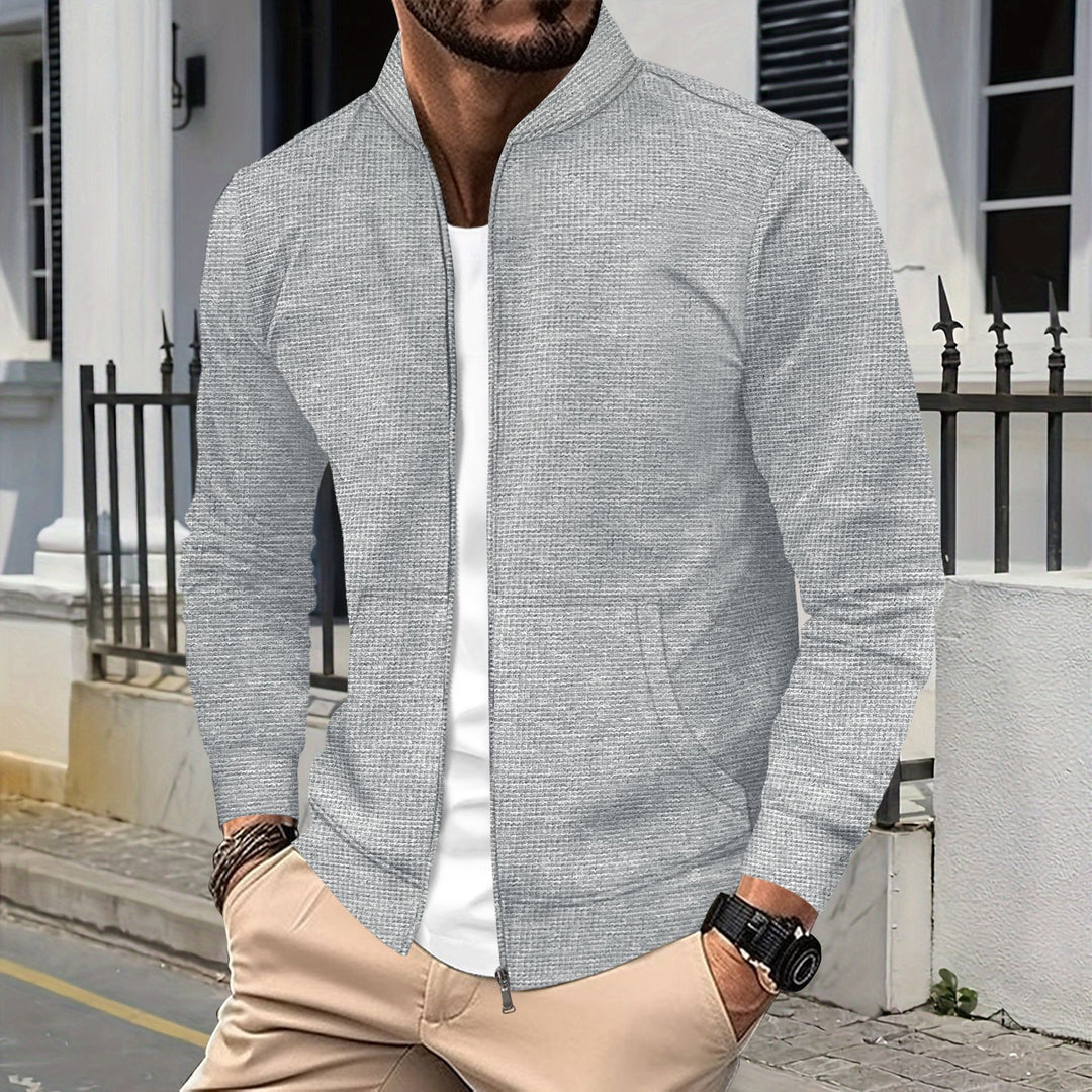 Men's sporty sweat jacket with modern textured design and practical pockets Lisslune