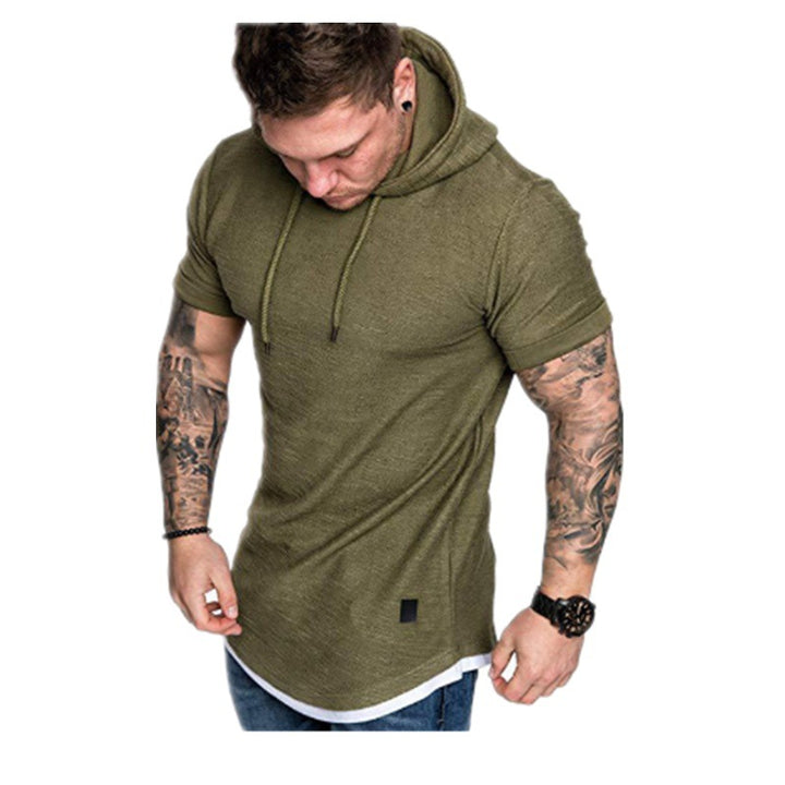 Men's Short Sleeve Hoodie with Textured Design Lisslune