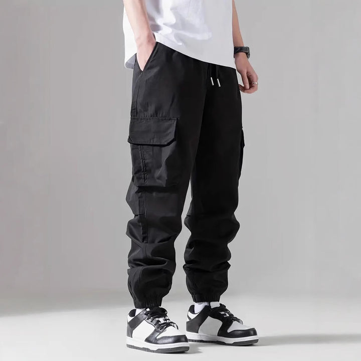 Men's cargo pants with elastic waistband and multifunctional pockets Lisslune