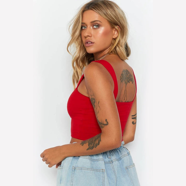 Damen Figurbetontes Crop-Top mit breiten Trägern Lisslune