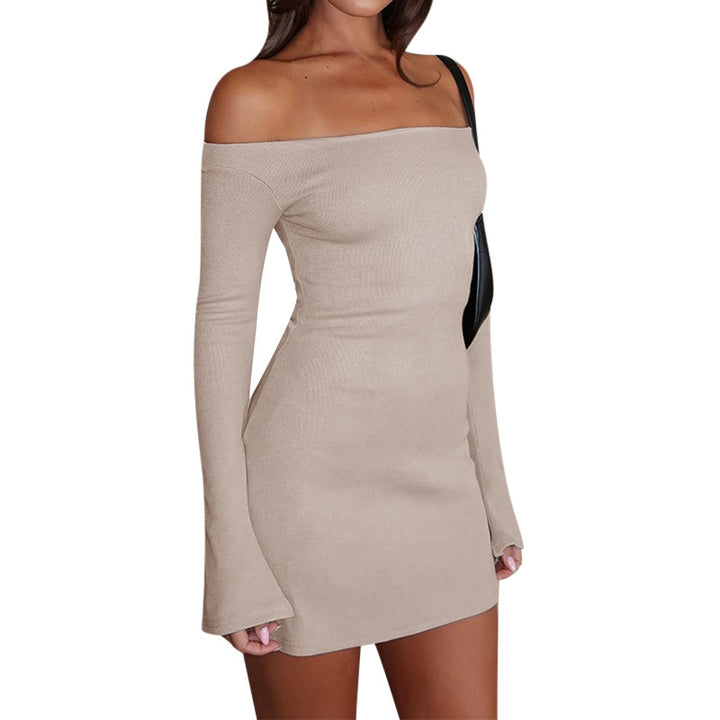 Women Off-Shoulder Mini Dress with Long Sleeves and Figure-Hugging Cut Lune London