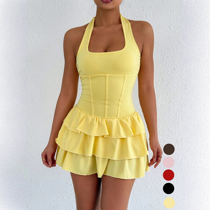 Damen Rüschenkleid mit trägerlosem Design und Figur formendem Schnitt Lisslune