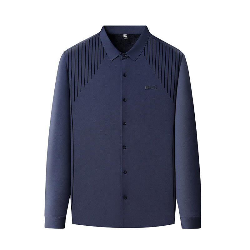 Men's Classic Long Sleeve Shirt with Textured Design Lisslune