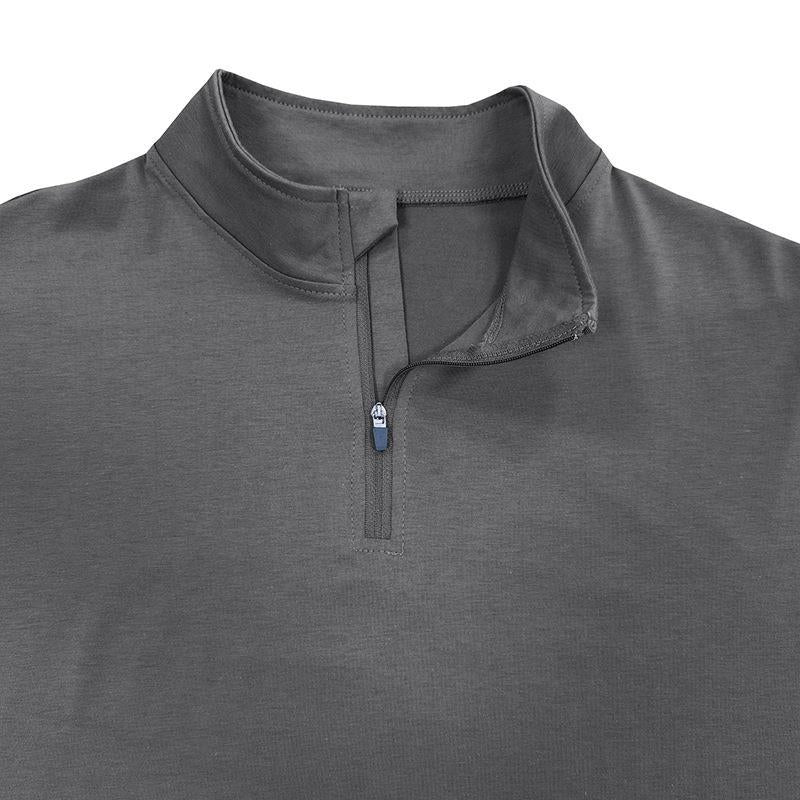 Men's Long Sleeve Shirt with Stand-Up Collar and Half Zipper Lisslune