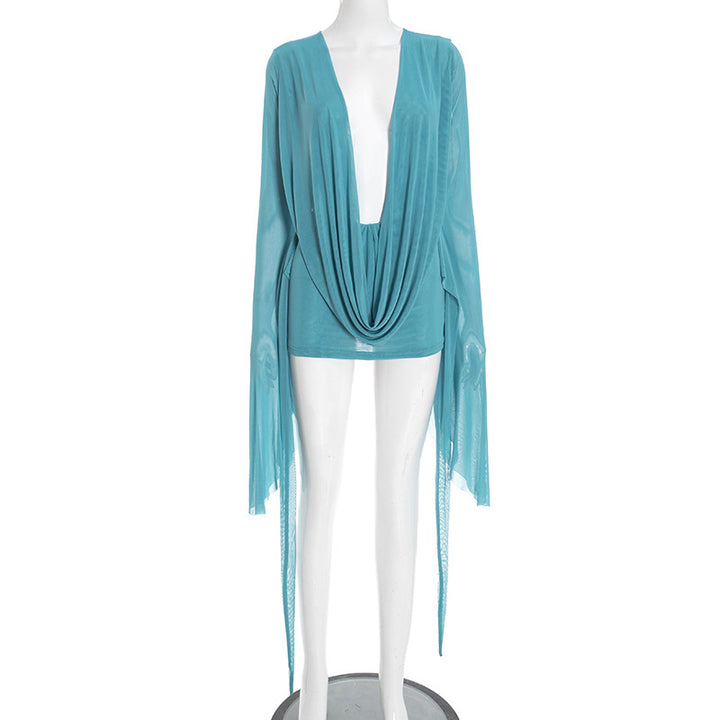 Women's Flowing Kaftan with Wide Sleeves and Deeper Neckline Lisslune