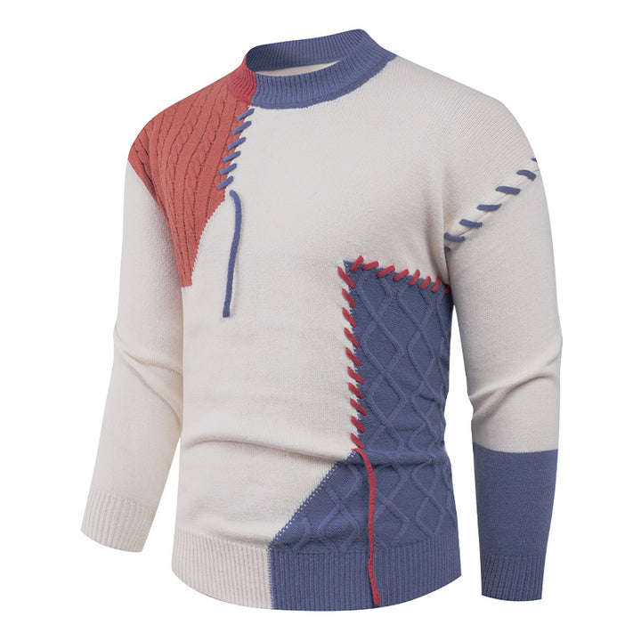 Men's fashionable knitted sweater with asymmetric cable pattern Lisslune