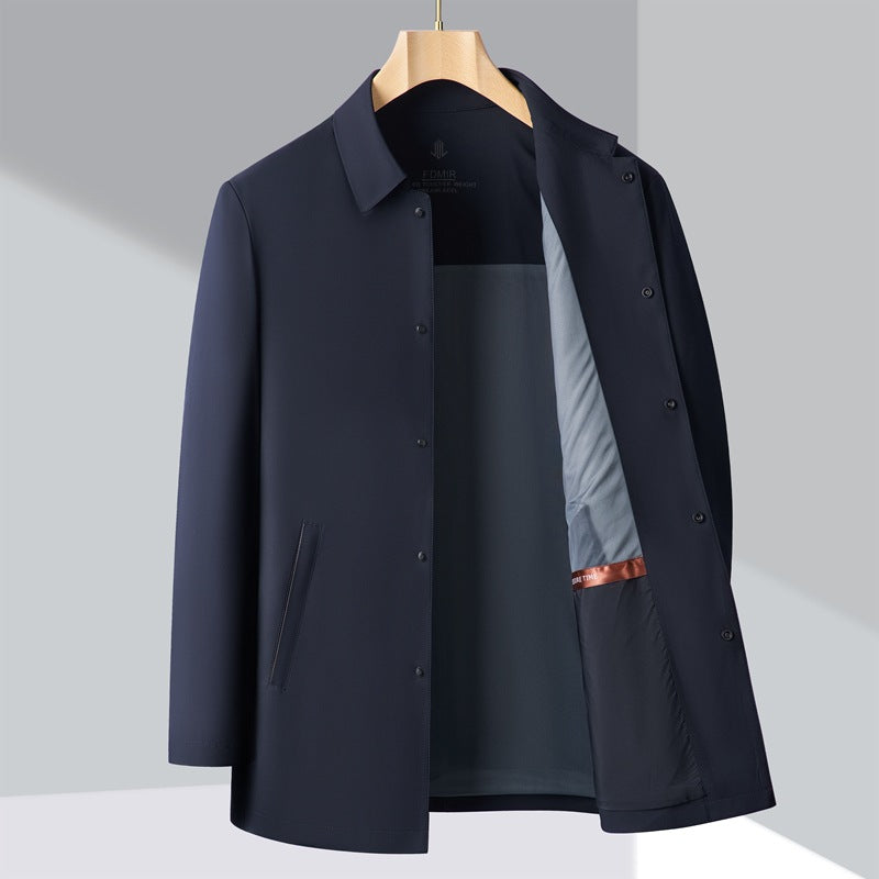 Men's Stylish Overcoat with Water-Repellent Coating and Practical Pockets Lisslune