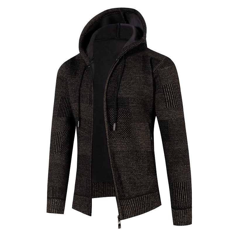 Men's cardigan with padded hood and modern waffle pattern Lisslune