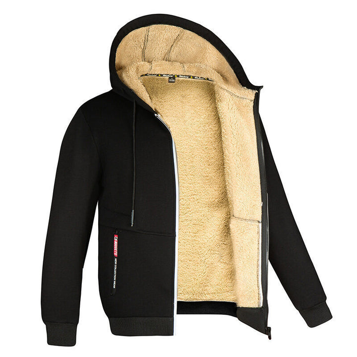 Men's Cuddly Fleece Jacket with Hood and Pockets Lisslune