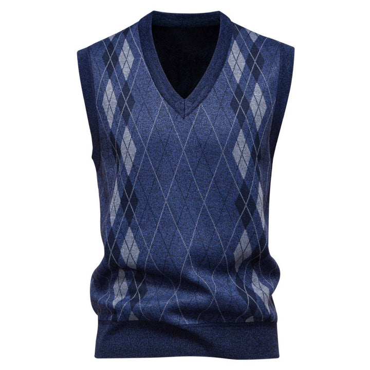 Men's sleeveless knitted vest with modern diamond pattern Lisslune