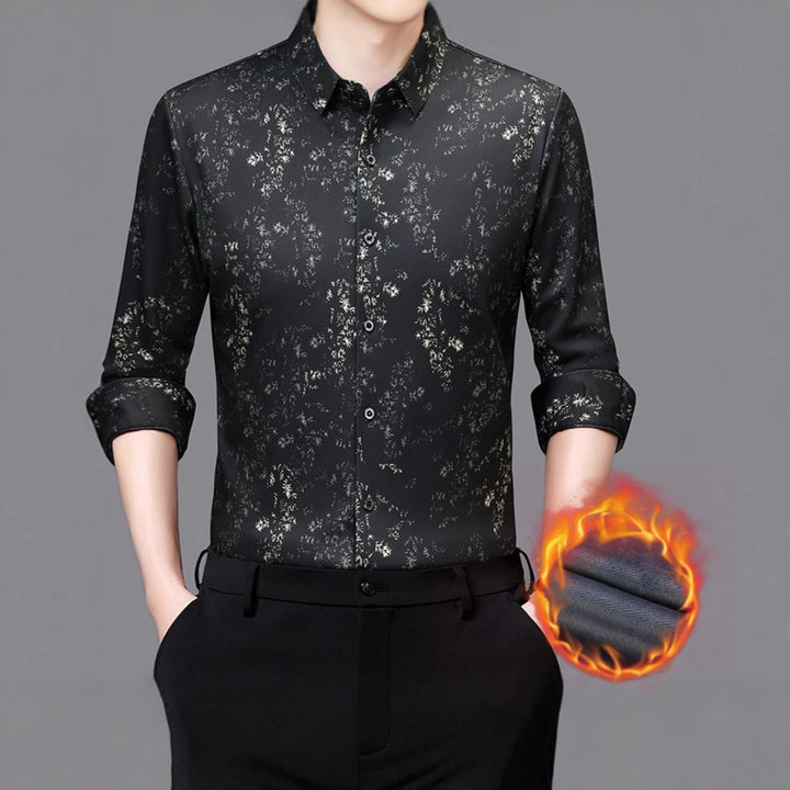 Men's shirt with floral print and high-quality satin surface Lisslune