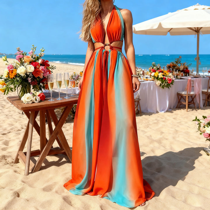 Ladies' maxi dress with sophisticated wrap look and flattering body design Lisslune