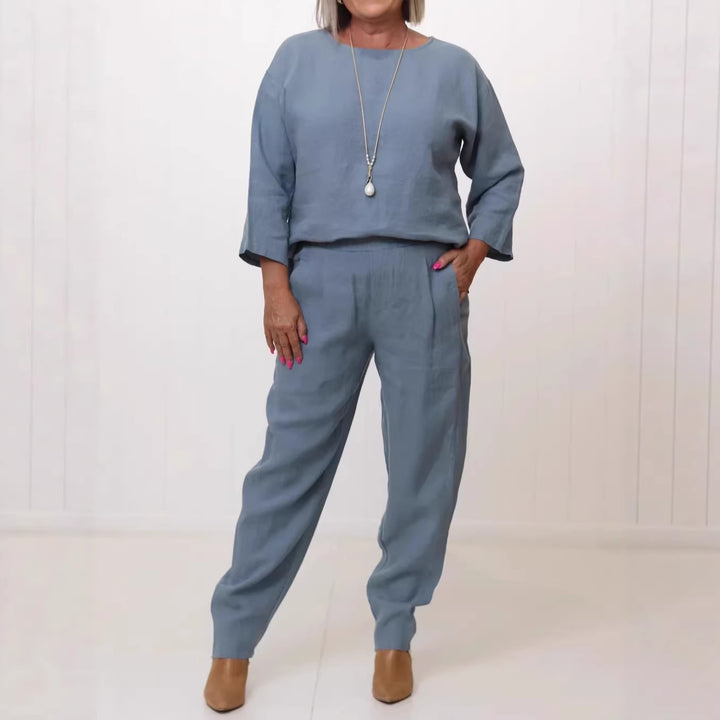 Women's Casual Linen Set with Loose-Fitting Top and Comfortable Pants Lisslune