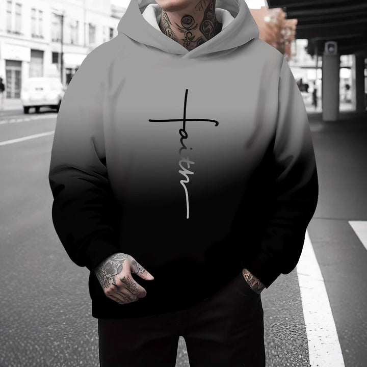 Men's hoodie with subtle gradient look and inspiring lettering Lisslune
