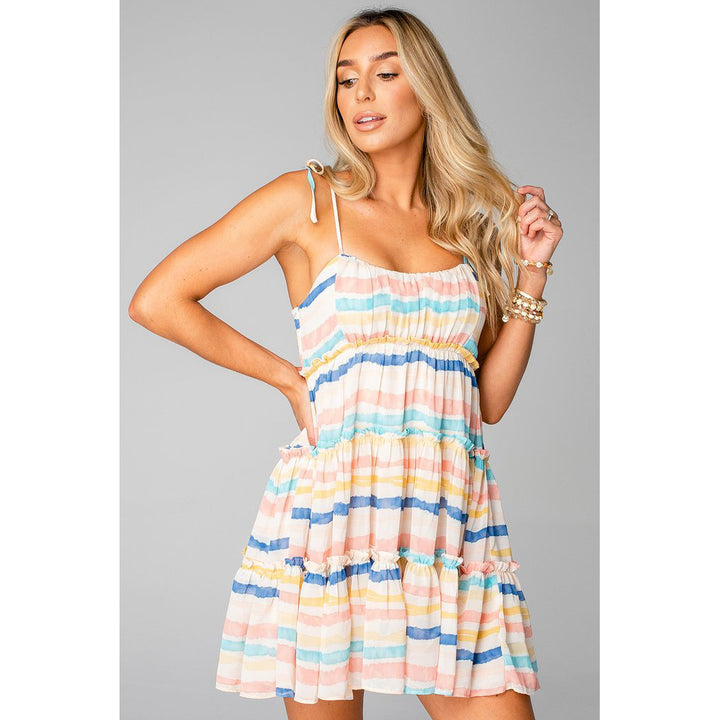Women's casual dress with playful ruffle details and adjustable straps Lune London