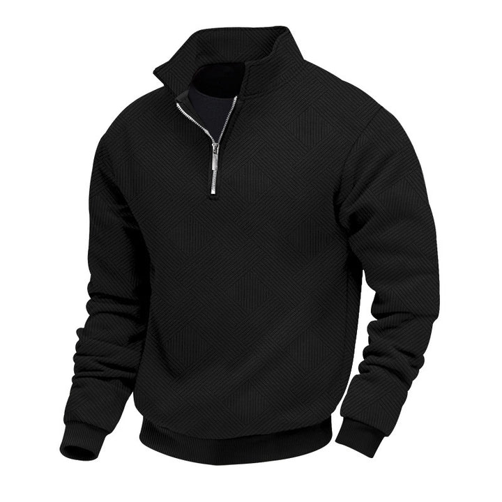 Men's fashionable stand-up collar sweater with textured material Lisslune