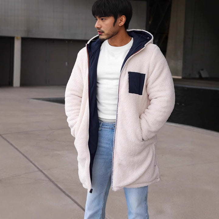 Men's Reversible Padded Coat with Hood and Practical Pockets Lisslune