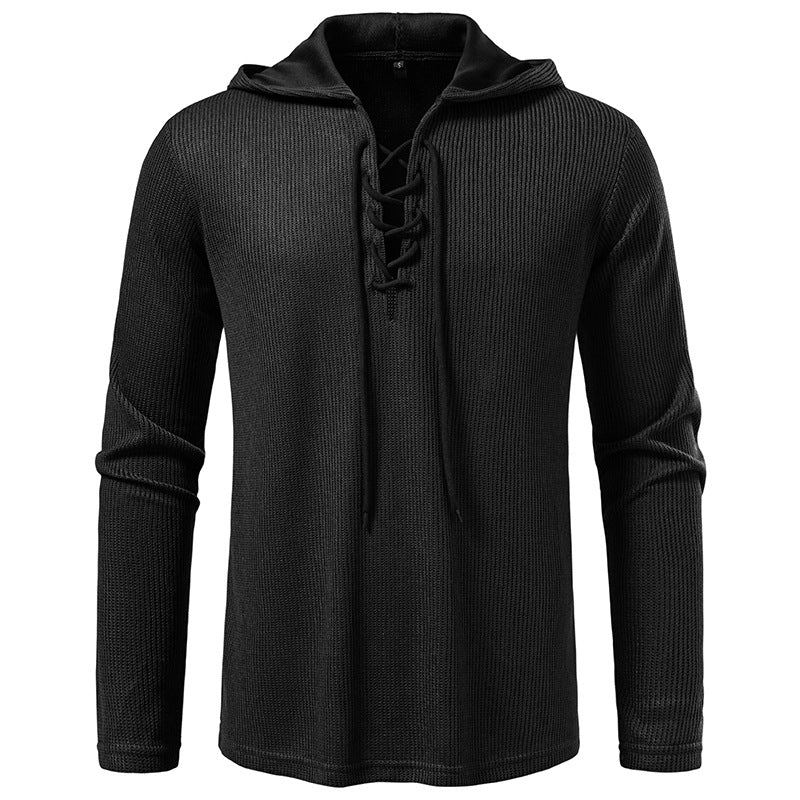 Men's hoodie with innovative lacing and textured design Lisslune