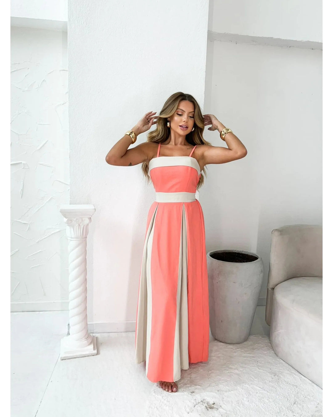 Women's maxi dress with elegant draping Lune London