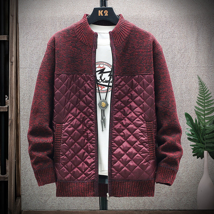 Men's modern quilted jacket with knitted top and high collar Lisslune