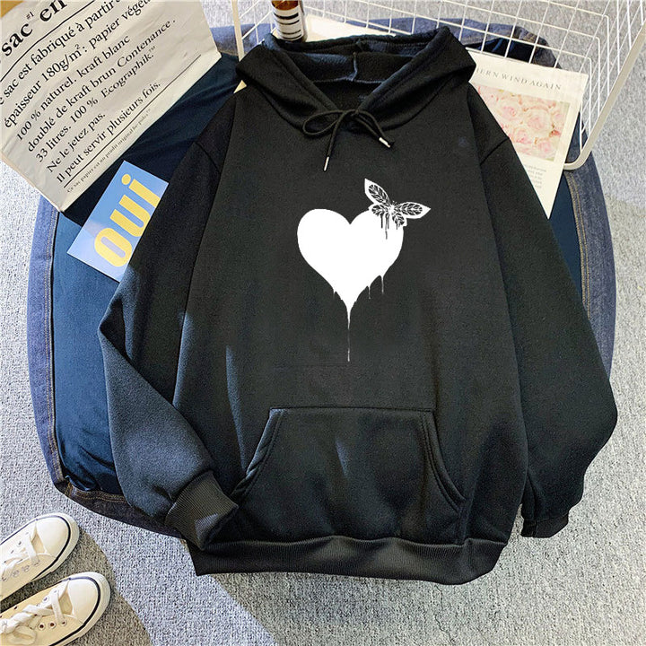 Women's Hoodie with Creative Heart Design Lisslune