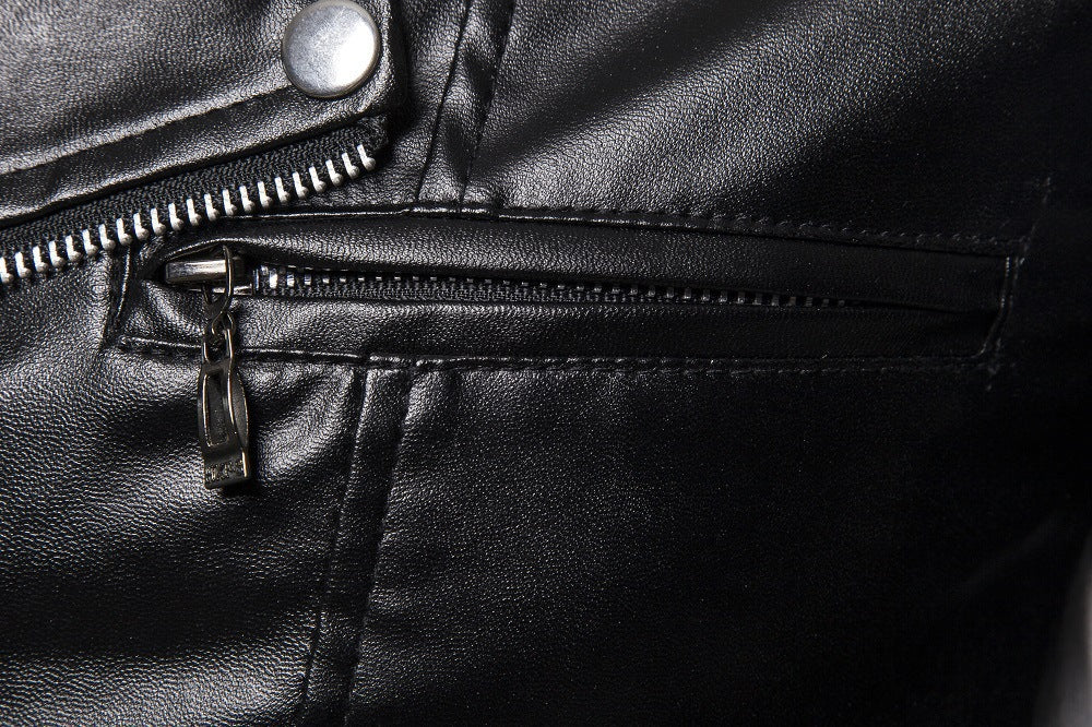 Men's modern biker jacket with asymmetric zipper and leather look Lisslune
