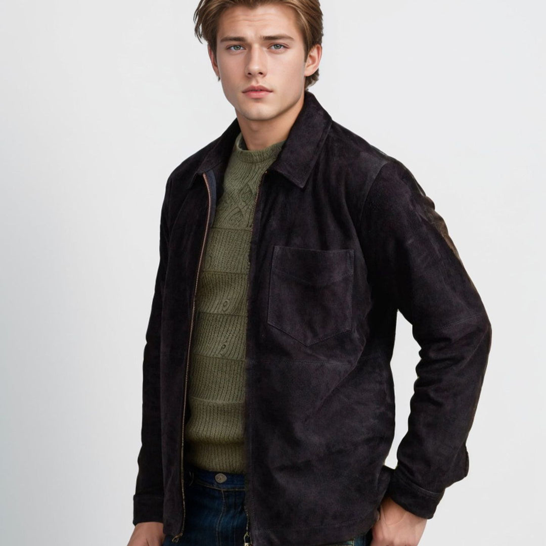 Men's stylish and casual suede jacket with stand-up collar Lisslune