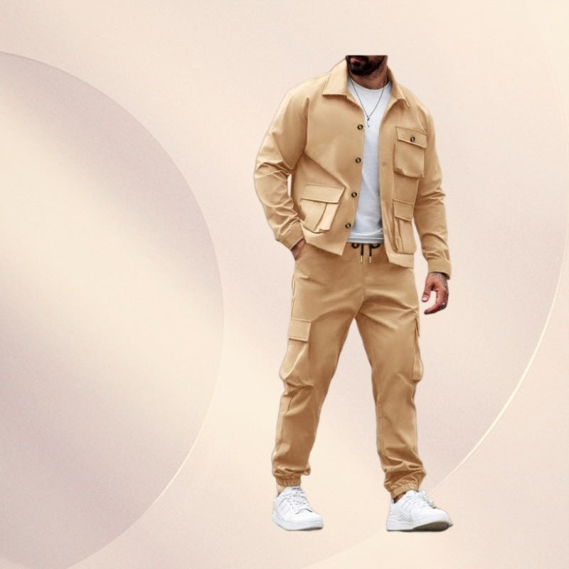 Men's Cargo Set with Versatile Pockets and Casual Design Lisslune