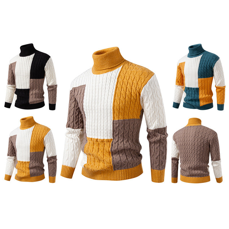Men's high-quality knitted sweater with modern color block design Lisslune