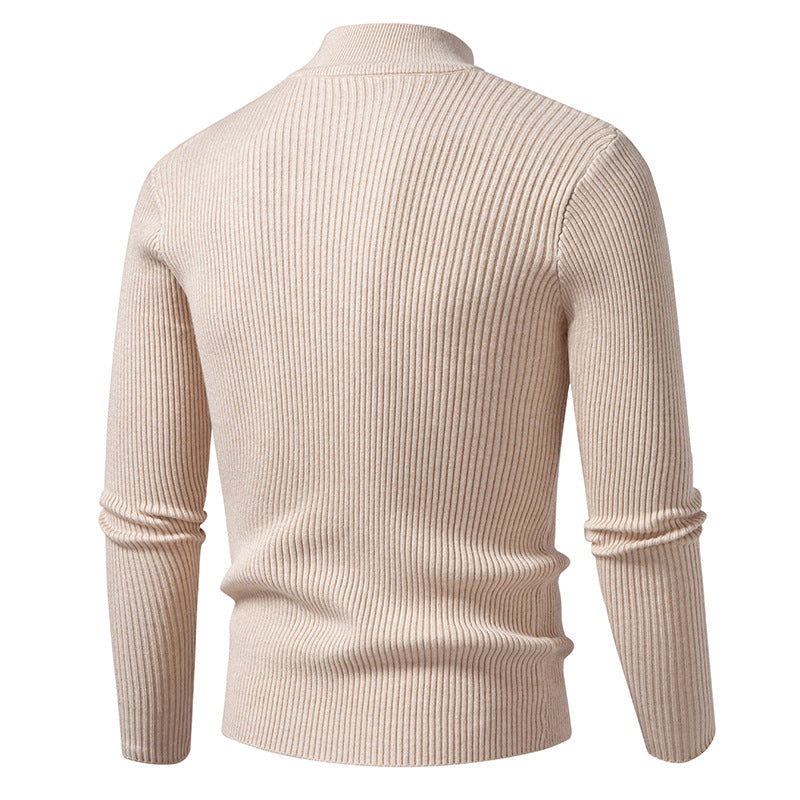 Men's turtleneck sweater made of high-quality stretch wool with ribbed texture Lisslune