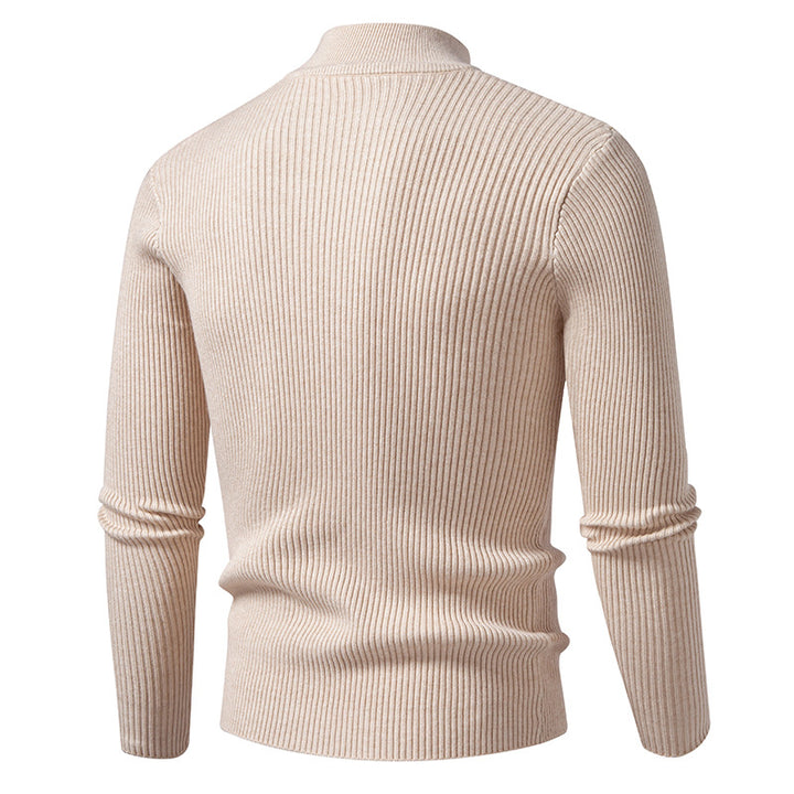 Men's turtleneck sweater made of high-quality stretch wool with ribbed texture Lisslune