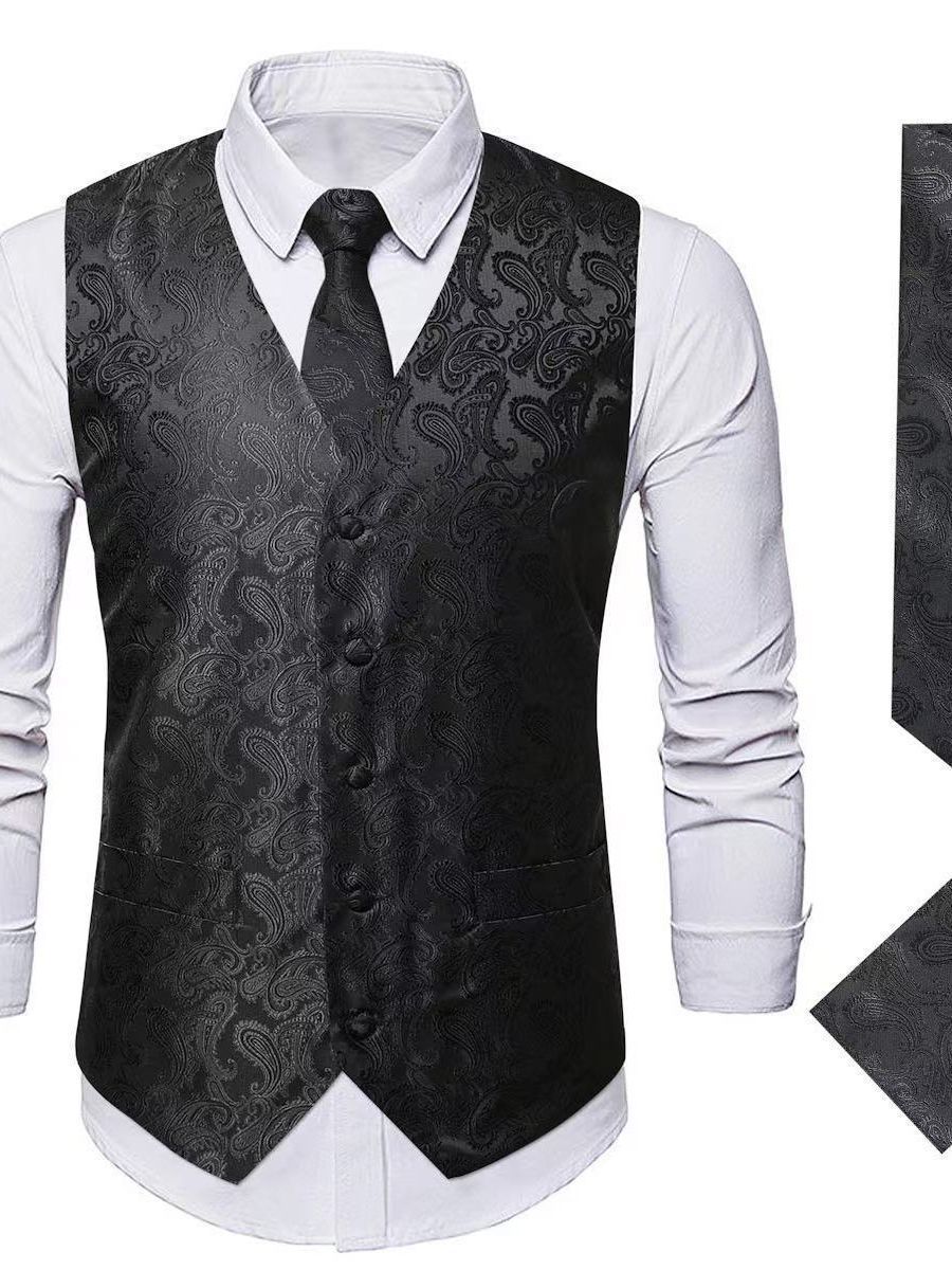 Men's elegant suit vest with paisley pattern Lisslune