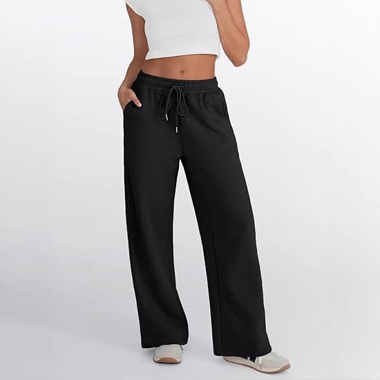 Women's loose leisure pants with elastic waistband and functional side pockets Lisslune