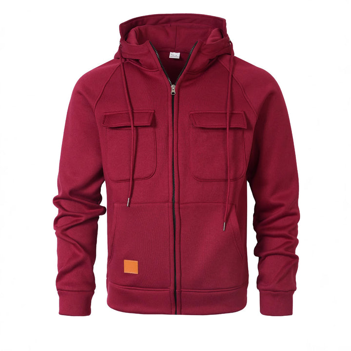 Men's Stylish Hooded Jacket with Practical Pockets and Zipper Lisslune