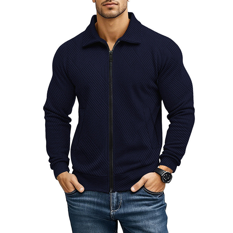 Men's cardigan with textured design and sporty collar Lisslune