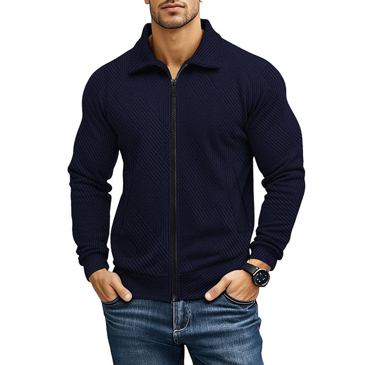 Men's cardigan with textured design and sporty collar Lisslune