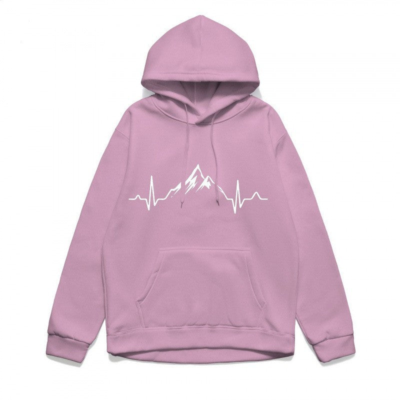 Women's hoodie with stylish mountain motif and high-quality cotton Lisslune