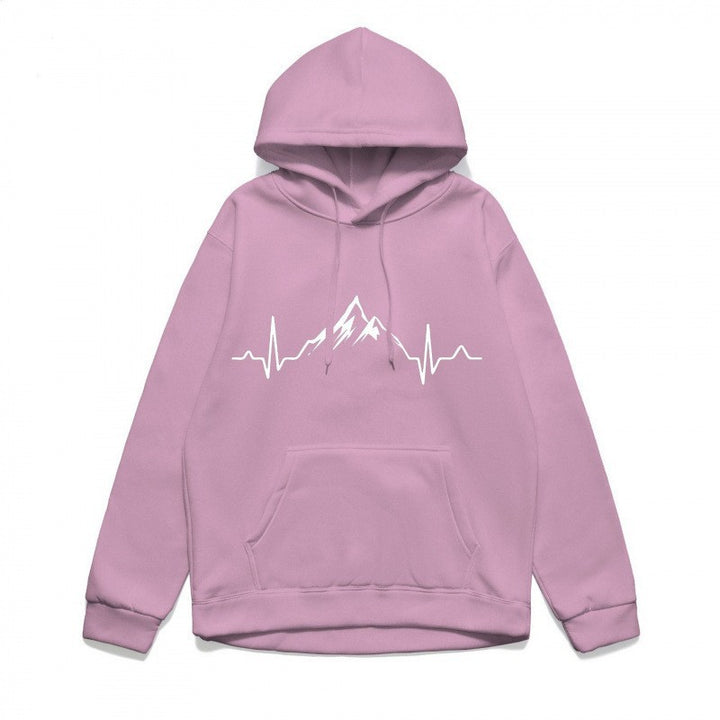 Women's hoodie with stylish mountain motif and high-quality cotton Lisslune