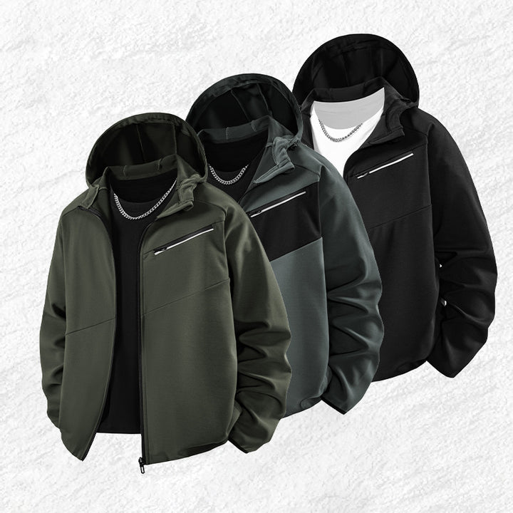 Men's Sporty Softshell Jacket with Breathable Lining and Adjustable Hood Lisslune