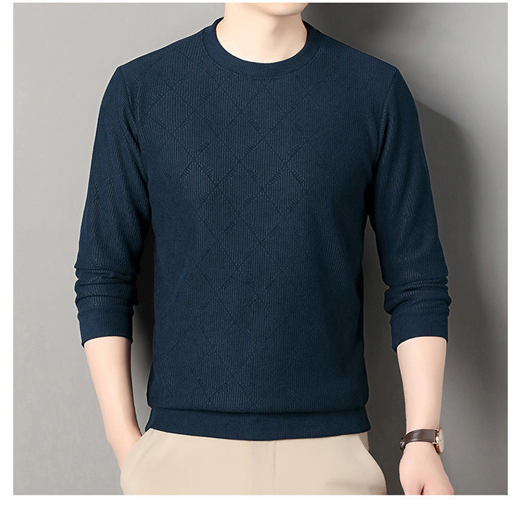 Men's stylish round neck sweater with modern diamond pattern Lisslune
