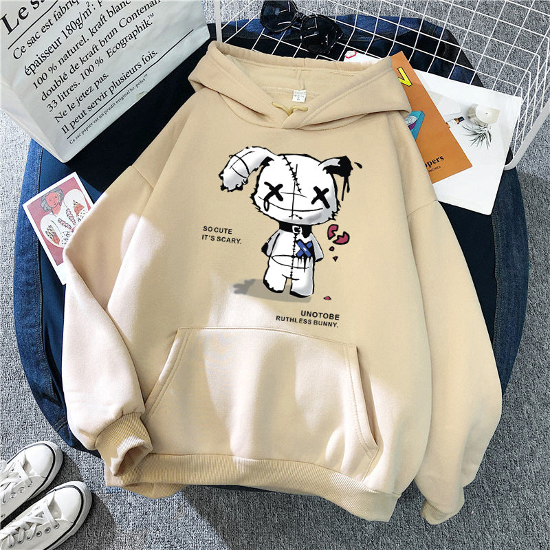 Ladies hooded sweatshirt with unique cartoon design and cozy inner lining Lisslune