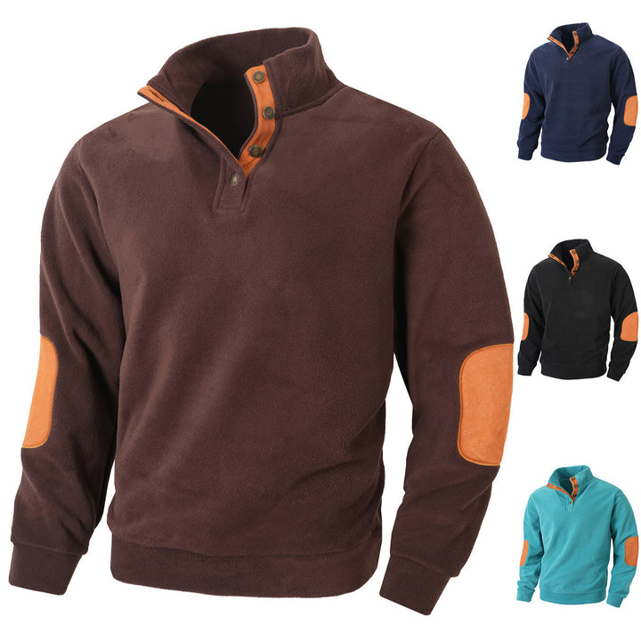Men's fleece pullover with stylish stand-up collar and contrast details Lisslune
