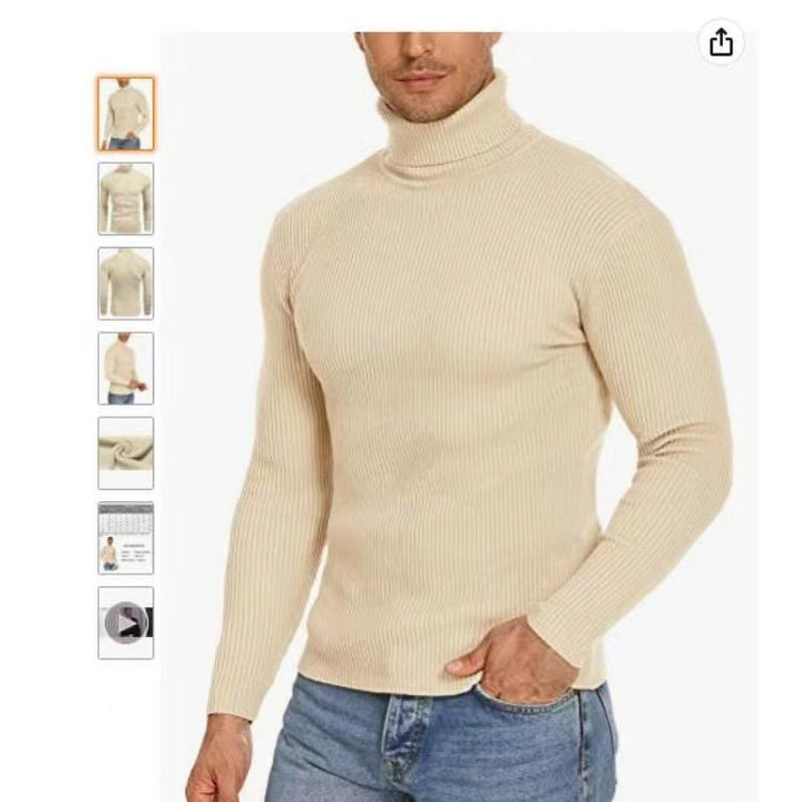 Men's Stand Collar Sweater made of Ribbed Knit Lisslune