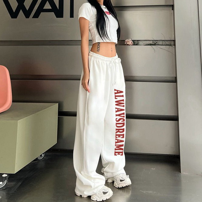 Women’s casual sweatpants with motivational lettering and elastic waistband Lisslune