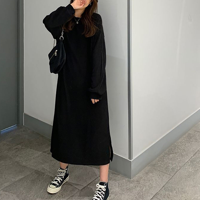 Women Elegant Maxi Dress with Long Sleeves and Textured Design