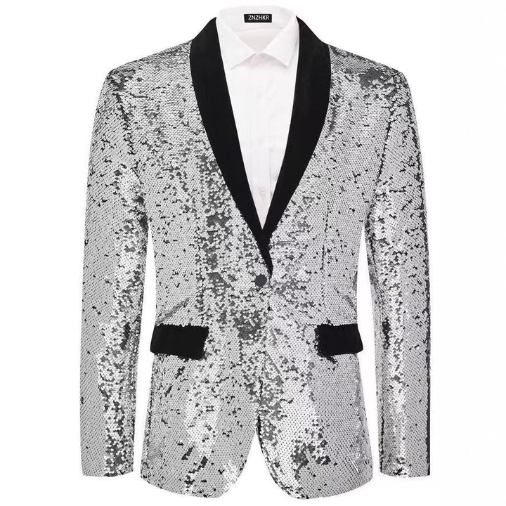Men's glamorous sequin blazer with classic lapel cut Lisslune